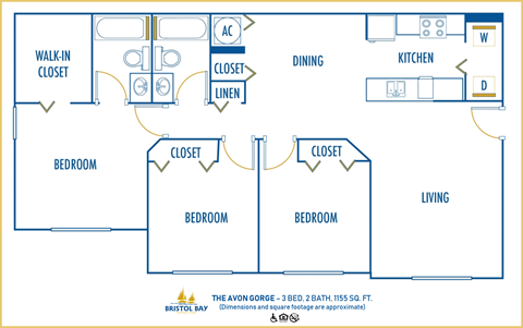 Three bedroom floor plan Bristol Bay in Tampa Florida